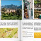 Seite mit Text über Wanderung GR 221 auf Mallorca, beschrieben als UNESCO-Weltkulturerbe. Mehrere Fotos: Esel, Landschaft, Laden, Katze.