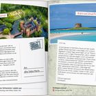 26, Im schönen Land. 27, Rätselhafte Steintürme. Liebesbriefe mit Fotos von einem Wasserschloss und Strand.