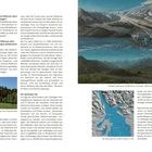 Texte: 
- Kühnbachgestein: 66–2,6 Millionen Jahre 
- Hellbrunner Berg: 2,6 Millionen Jahre
- Salzachgletscher
Unterhalb:

Gemälde und Kartenillustration. Seiten 14 und 15 von "Natur und Landschaft."