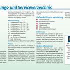 Übernachtungs- und Serviceverzeichnis mit Kategorien, Kennzeichnungen und Hinweisen zu Radwerkstätten und Entfernungen.