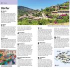 "Dörfer" steht im Mittelpunkt. Links Textbeschreibungen der Orte: Algaida, Alaró, Santanyí, Fornalutx. Unten Fotos, rechts Karte.