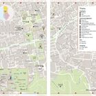 Text: Tirana Highlights, Sehenswürdigkeiten, Bars, Shopping; darunter Orte wie Bunk'Art, Dajti, Skanderbeg-Platz, Komiteti. Eine detaillierte Kartenillustration von Tirana zeigt Straßen und wichtige Orte.