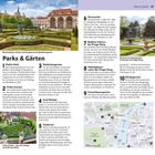 "Parks & Gärten" beschreibt 10 Gärten in Prag mit Details, wie Petřín-Park und Waldsteingarten. Enthält Fotos und eine Übersichtskarte.