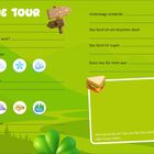 "MEINE TOUR" enthält Fragen zu Ort, Zeit, Höhe, Wetter, Begleitern und Essen. Illustrationen zeigen Wetter und Pause-Symbole.
