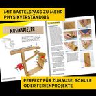 Bastelthema: Musikalisches Gerät. Anleitungen für zu Hause, Schule, Ferienprojekte. Illustrationen des Bauprozesses.