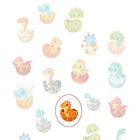 Text: "Lösung:". Illustration von kleinen Dinosauriern in Eiern, ein Dinosaurier hervorgehoben.