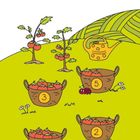Text: "Kannst du in jeden Korb die richtige Anzahl legen? Streiche überflüssige Tomaten durch und male fehlende Tomaten hinzu."

Illustration: Körbe mit Zahlen (3, 5, 7, 2), Tomaten, Tomatenpflanzen, Gießkanne, Marienkäfer.