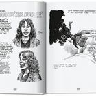 Eine schwarz-weiße Illustration aus einem Buch mit Texten über einen hervorstehenden Mund und eine kranke Person im Bett.