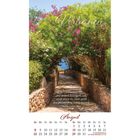 "Vertrauen bedeutet, den ersten Schritt zu tun, auch wenn du noch nicht den ganzen Weg sehen kannst." - Martin Luther King. August-Kalender mit blühendem Weg.