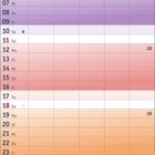 Kalenderblatt für Juli 2027, beginnend mit Samstag. Farbverlauf von Blau zu Orange unten.