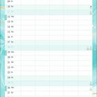 Kalender mit Wochentagen und Daten für Juli. Dekorative, türkisfarbene, aquarellartige Gestaltung.