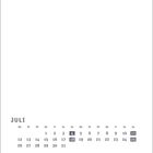 Kalenderseite für Juli; Tage 4, 11, 18, 25 sind hervorgehoben.