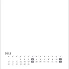 Kalender für Juli. Daten: Mo 4, Mo 18, Mo 11 und Mo 25 hervorgehoben.