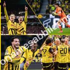 Juli 2026 Kalender mit Borussia Dortmund Spielern in Aktion und Jubel. Team in gelben Trikots, BVB 09 Logo unten.