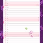 "JULI" in bunten Buchstaben auf lila Hintergrund. Illustration eines Gesichts umgeben von Früchten und Blumen.