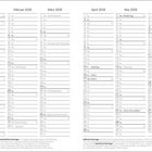 Kalender für Januar bis Juni 2028 mit Feiertagen: Neujahr, Heilige Drei Könige, Valentinstag, Aschermittwoch, Ostern, Pfingsten.