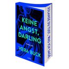 Buchtitel: "Keine Angst, Darling". Autor: Vera Buck. Genre: Thriller. Illustration zeigt eine Person in Blau.