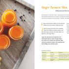 **Ginger Turmeric Shot**  
Kräftig-wärmende Shots bei Erkältungsanfälligkeit.  
Viereckige Schalen mit orangefarbenem Getränk aus Ingwer und Kurkuma.