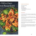 "Flamy Hähnchen-Bowl mit Rosenkohl", Rezept und Bild: Hähnchenflügel, Spinat, Rosenkohl; Text: Zutaten und Zubereitung.