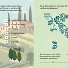 Zwei Aufgaben mit Lösungen: Buchstabenrätsel zur Toskana und Wortpuzzle zur Karte Italiens. Grafik mit Hügeln und Logo.