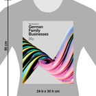 "The Secrets of German Family Businesses" steht oben. Darunter bunte, geschwungene Bänder. Unten Maße: 24 b x 30 h cm.