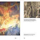 Links: "THE SLAV EPIC 230". Rechts: Foto von altem Mann beim Malen. Wandillusion von Menschen. "231".