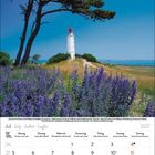 Kalendermonat Juli 2027 mit einem Leuchtturm hinter blühenden, violetten Blumen und einem Baum.