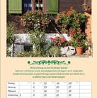 Wettervorhersage: Nebel am 1., Regen bis 5., windig am 7. Kalender für Juli 2027. Holzhaus mit Blumen.