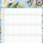 Text: "Juli", "7-2027", Tage von 1 bis 31 mit Wochentagen. 

Illustration: Heißluftballon, Luftschiff, Kompass, Fernglas.