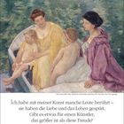 Juni 20-27. Zitat von Mary Cassatt über die Kunst. Oben eine Illustration: zwei Frauen und ein Kind in einem Boot.