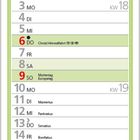 Kalender für Mai 2027 mit Feiertagen. Bild: Garten mit blühenden Zierlauchen und Feldweg.