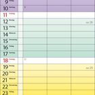 Kalender für Juli 2027. Tage sind farblich markiert: Sonntage rot, Wochen farbig. KW 27-30, Notizfeld unten.