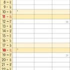 Kalender für Juli 2027. Tage und Wochentage aufgelistet. Wochenenden gelb hervorgehoben. Mondphasen markiert.