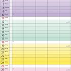 Kalender für Juli 2027. Wochenbeginn ist Donnerstag. Jede Woche hat eigene Hintergrundfarbe. Bereich für Notizen unten.