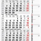 Kalender für 2027: Juni, Juli, August in verschiedenen Sprachen. Wochenenden rot markiert, Übersicht in Listenform rechts.