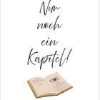 Text: "Nur noch ein Kapitel!" Illustration eines geöffneten Buches. Unten ein Kalender mit roten Zahlen.
