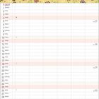 Kalenderseite für Juli 2027, zeigt Wochentage. Oben florales Muster, unten orange. Tage und Wochenzahlen sichtbar.