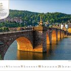 "Badische Klassik" oben links. Alte Brücke über Fluss, Schloss und Kirche im Hintergrund, Kalender für Juli.