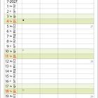 Kalenderblatt für Juli 2027 mit Wochentagen und Daten. Oben Kätzchen auf grünem Gras neben einem Baum.