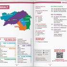 Inhaltsverzeichnis mit farbiger Steiermark-Karte, QR-Code und Themen wie Erlebnistouren und Reiseinfos.