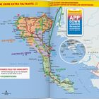 App runterladen, Reiseziel auswählen und los. Karte von Korfu mit farblich gekennzeichneten Regionen und Touristeninfos.
