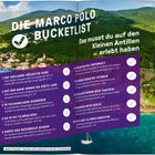 DIE MARCO POLO BUCKETLIST: 10 Abenteuer auf den Kleinen Antillen. Liste mit 10 Aktivitätsvorschlägen und Häkchen.