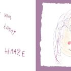 "Wenn Omma vom Friseurs kommt hat sie immer lila Haare." Illustration: Gesicht mit lila Haaren und Brille.