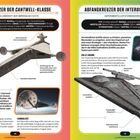 Links: "Fangkreuzer der Cantwell-Klasse". Rechts: "Abfangkreuzer der Interdictor-Klasse". Technische Details und Raumschiff-Grafiken.