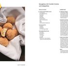 Gougères mit Comté-Creme und Jalapeños. Links oben "Cheese!" auf gelbem Hintergrund, rechts Zutaten und Zubereitung. Links Gebäck.