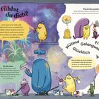 "Wie fühlst du dich?", "Du bist dran", "Wütend", "Gelangweilt", "Glücklich", "Friedlich", "Ängstlich". Bunte Figuren mit Farbklecksen.