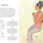 RÜCKEN: Anleitung zur Triggerpunktbehandlung mit Tennisbällen am Rücken. Illustration einer Frau mit Bällen am Rücken.