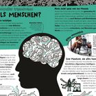 Werden Computer irgendwann klüger als Menschen? Silhouette eines Kopfes mit Schaltkreis-Muster, informatives Layout.