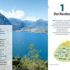 **1 Der Norden**  
Liste: Arco | 46, Bezzecca | 88, usw.  
Steile Felswände, Wälder und Seen. Karte zeigt Trentino-Alto-Adige.