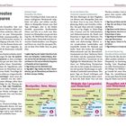 Reiserouten und Touren: Entdeckungstouren in Languedoc-Roussillon. Karten zeigen Montpellier, Nîmes, Sète. Texte erläutern Reiserouten.